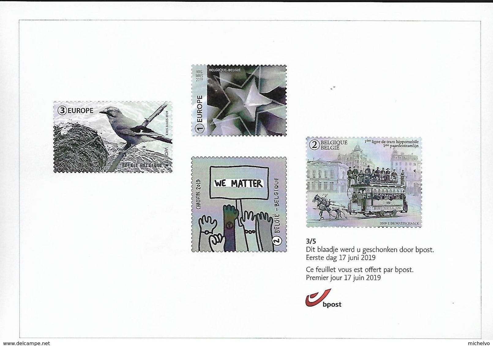 Belg. 2019 - Feuillet Noir & Blanc N° 3/5 ** -  (prévente 17/6/2019) - Unused Stamps