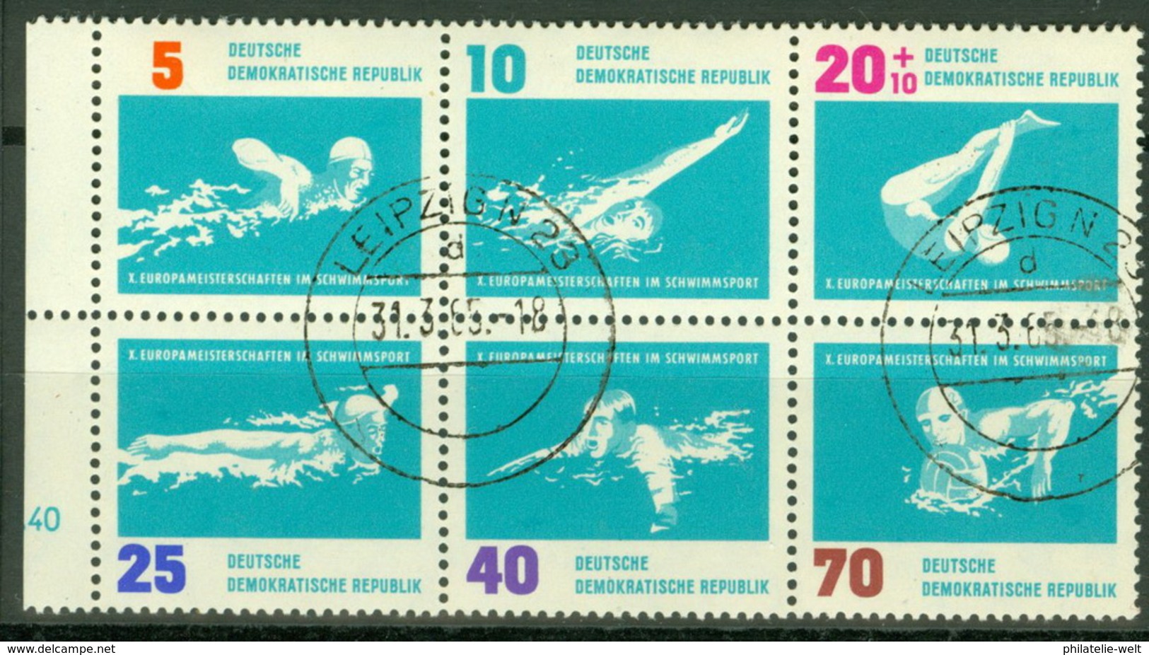 DDR 907/12 Seitenrandsechserblock O Tagesstempel - Gebraucht