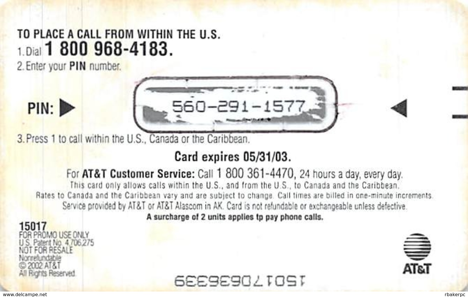 AT&T PrePaid Phone Card 180 Minutes - AT&T