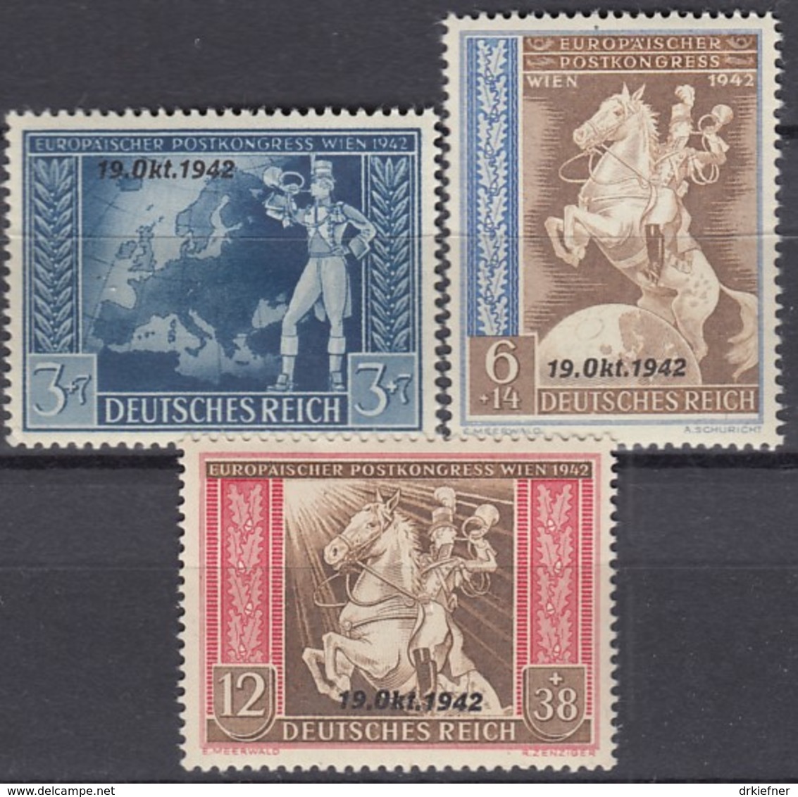 DR  823-825, Postfrisch **, Postkongress Mit Aufdruck 1942 - Neufs