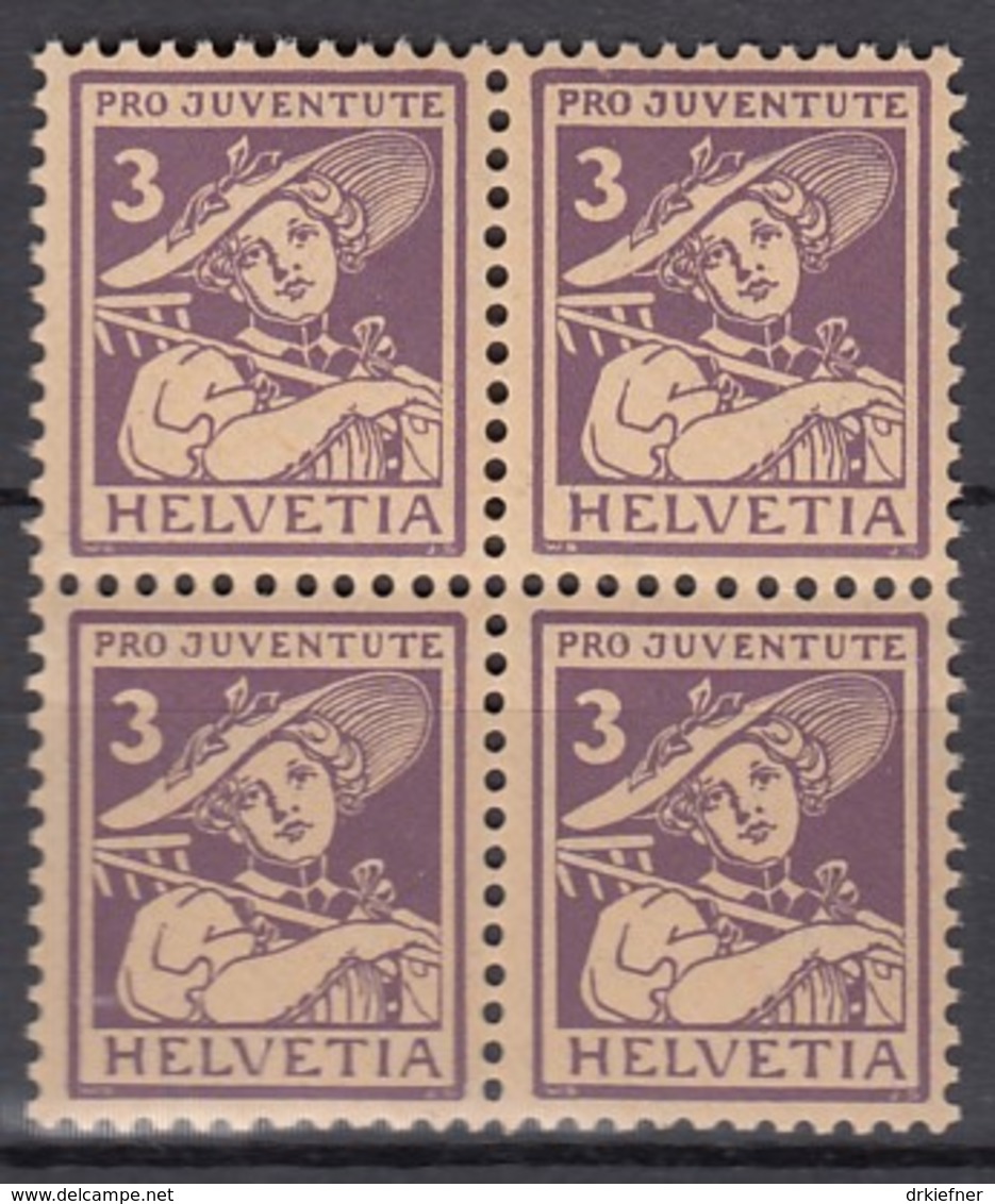 SCHWEIZ  130, 4erBlocks, Postfrisch **, Pro Juventute 1916, Trachten - Ungebraucht