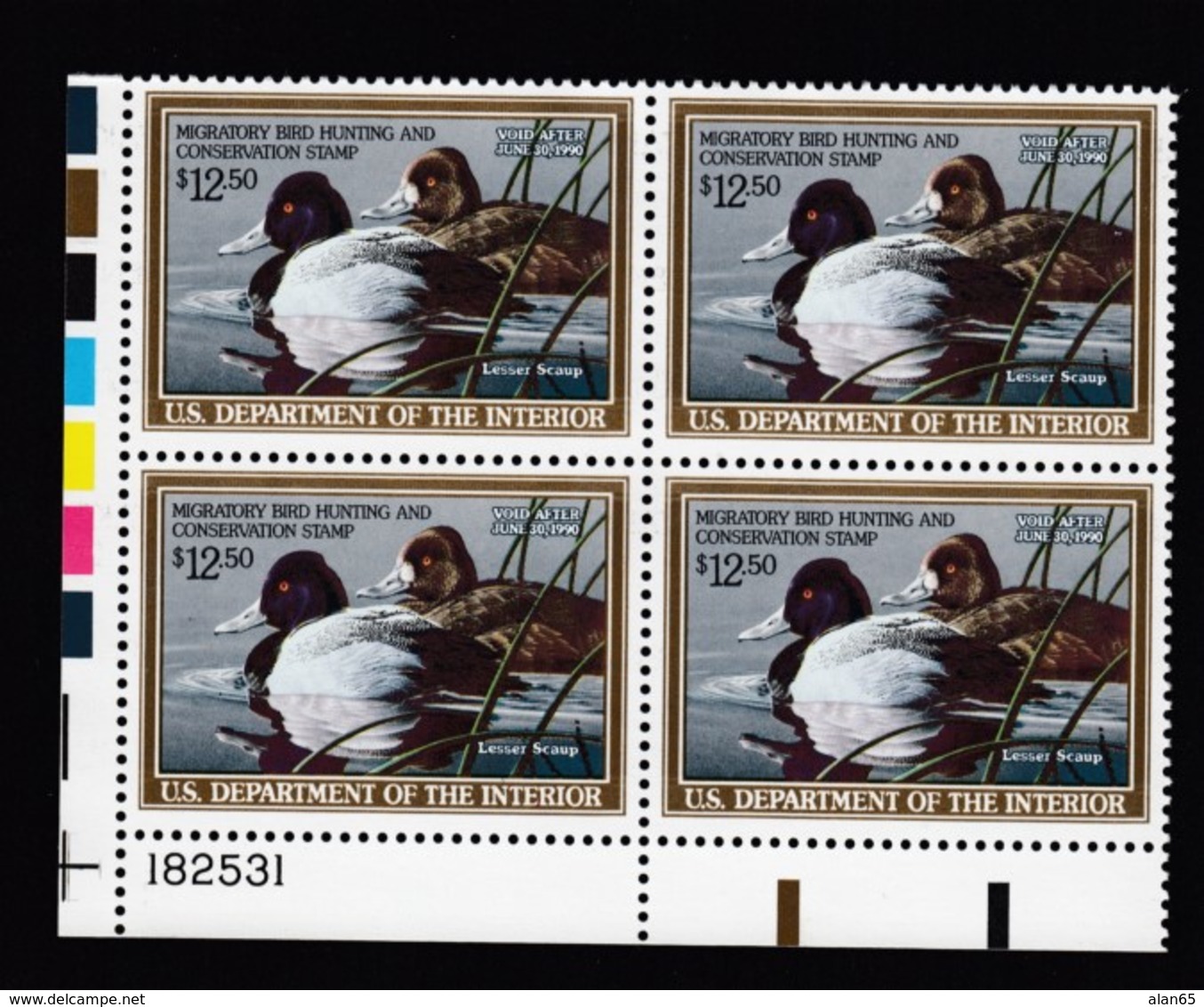 Sc#RW56 MNH Plate # Block Of 4 $12.50 1989 Duck Hunting Stamps, Migratory Bird Hunting & Conservation - Duck Stamps