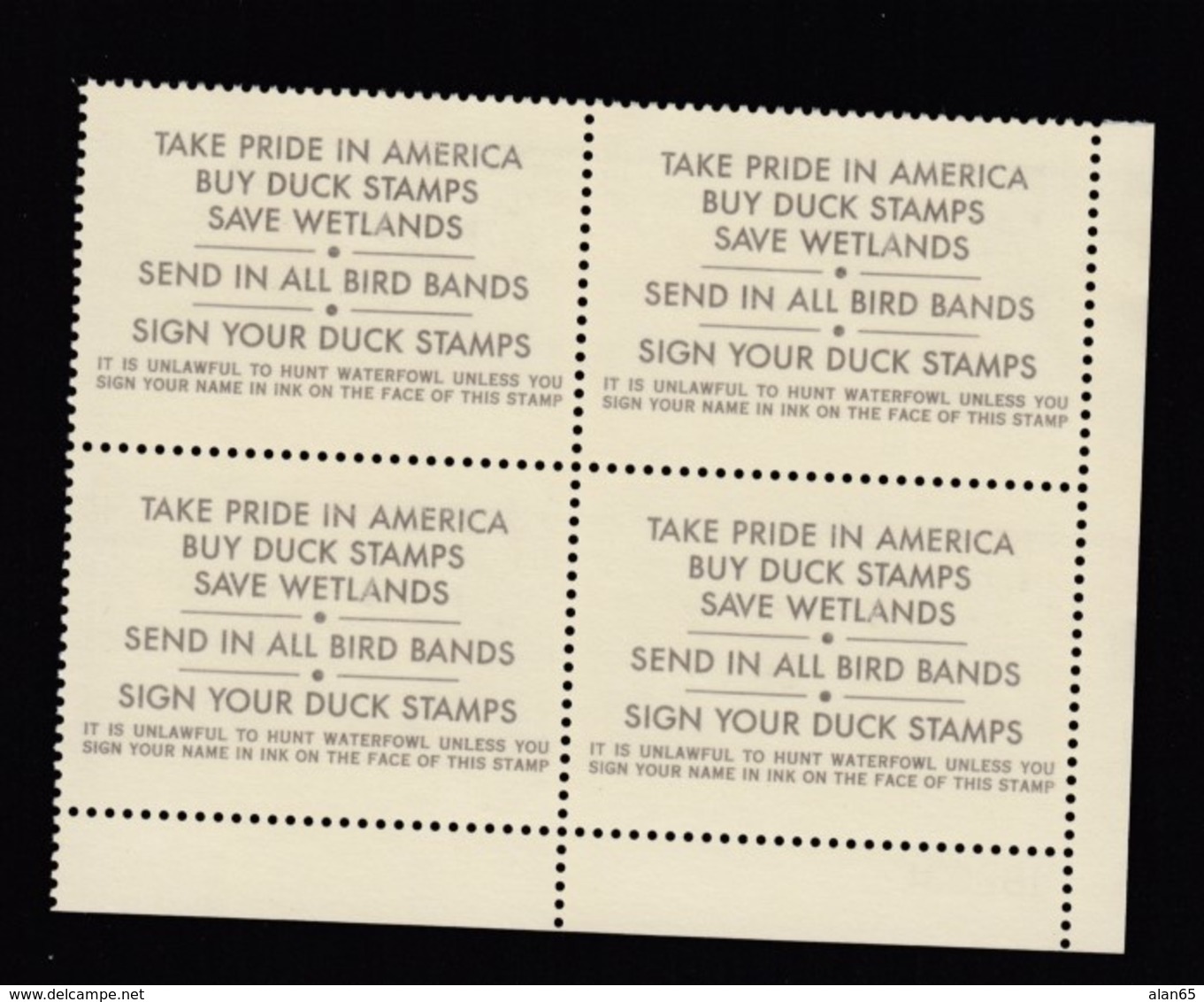Sc#RW56 MNH Plate # Block Of 4 $12.50 1989 Duck Hunting Stamps, Migratory Bird Hunting & Conservation - Duck Stamps