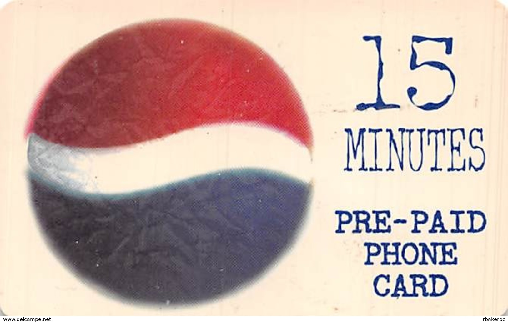 Pepsi / WorldCom PrePaid Phone Card 15 Minutes - Advertising