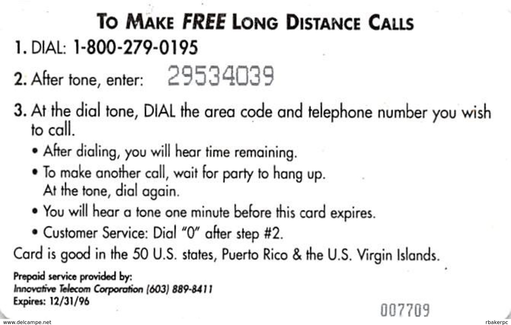 Promise Margarine Free Calling Card - Advertising