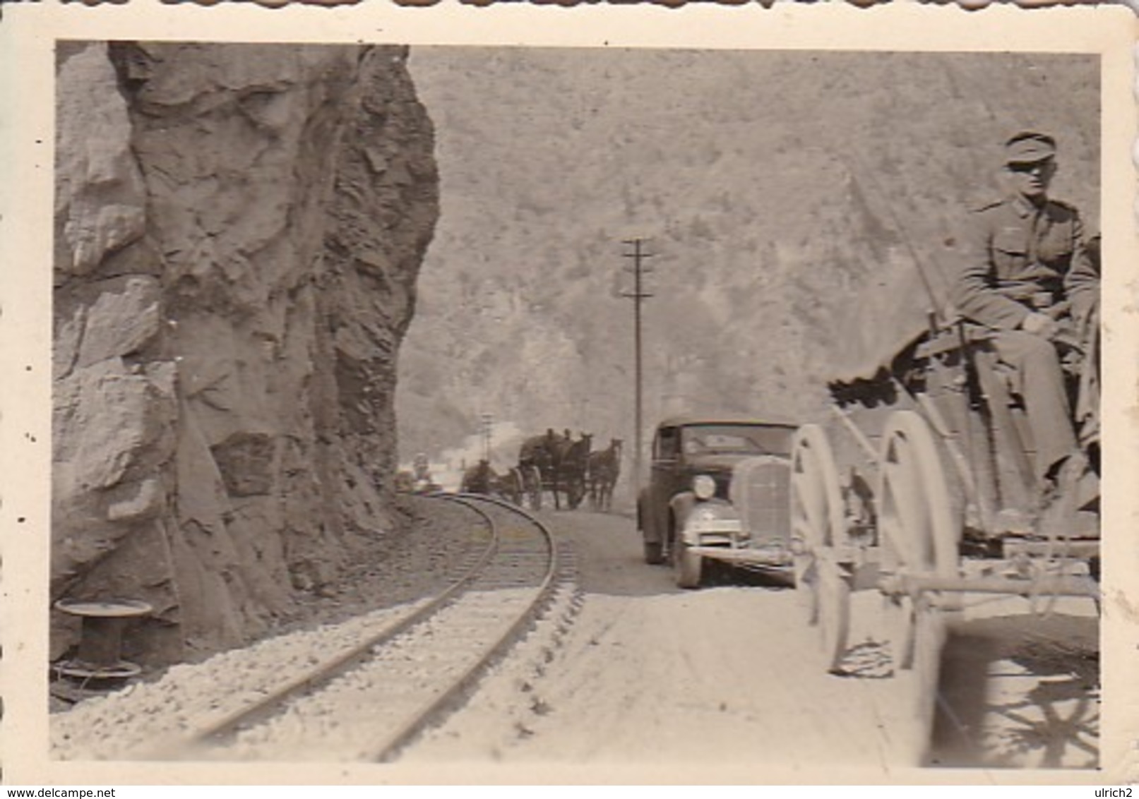 Foto Deutsche Kolonne - Kresnapass - Kresna Gorge Bulgaria - Pioniere IR 46 - 2. WK - 8*5,5cm (43433) - Krieg, Militär