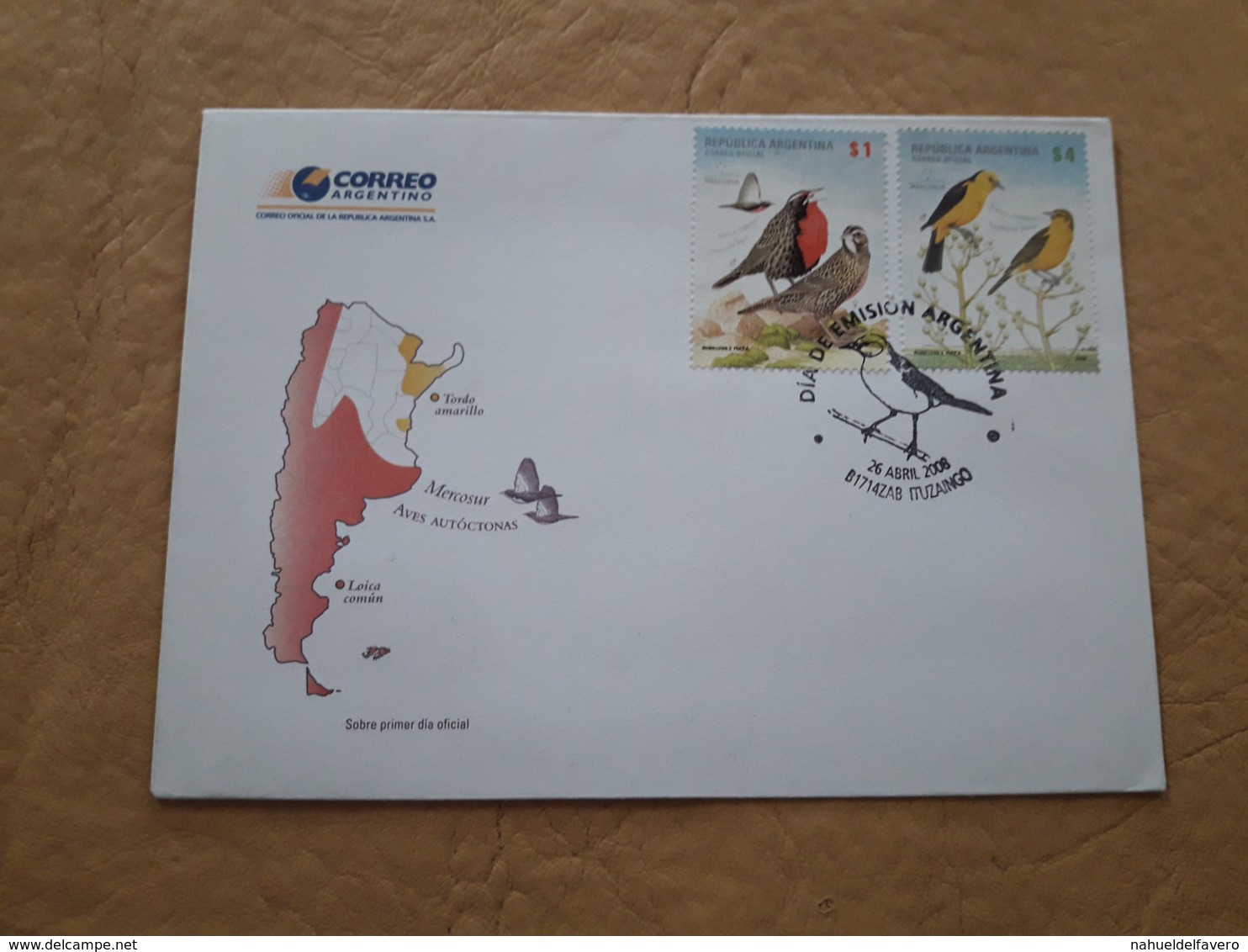 Argentine FDC, Oiseaux Indigènes - FDC