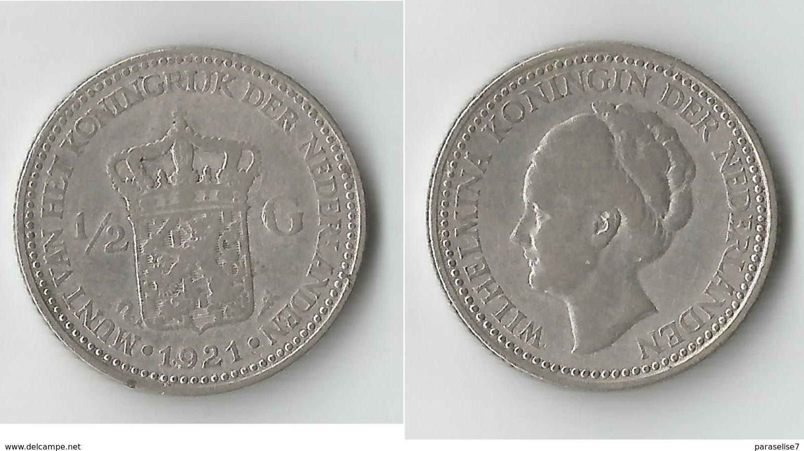 PAYS BAS  1/2  GULDEN 1921 ARGENT - 1/2 Gulden