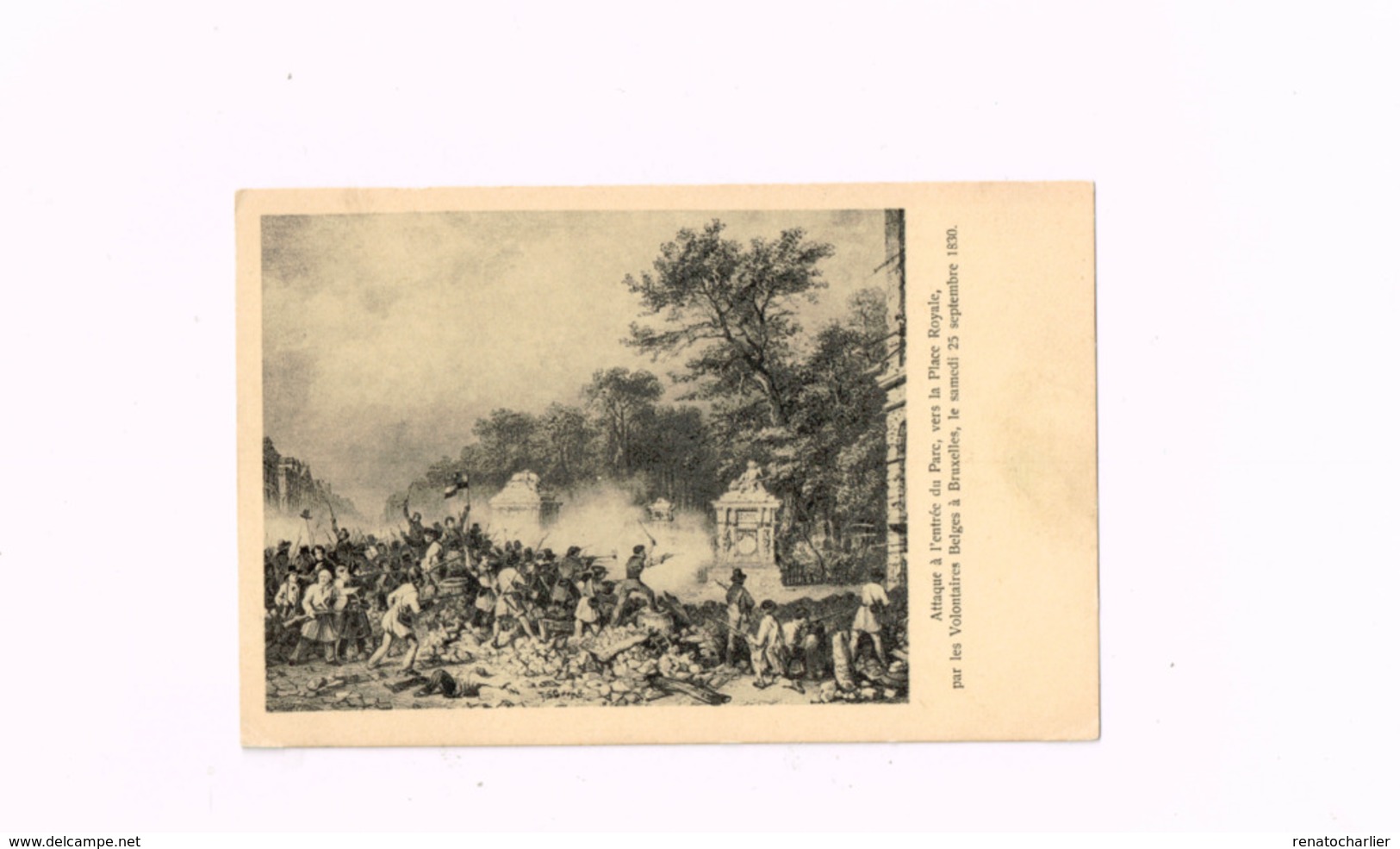 Attaque à L'entrée Du Parc,vers La Place Royale,par Les Volontaires Belges à Bruxelles,le Samedi 25 Septembre 1830. - Guerres - Autres