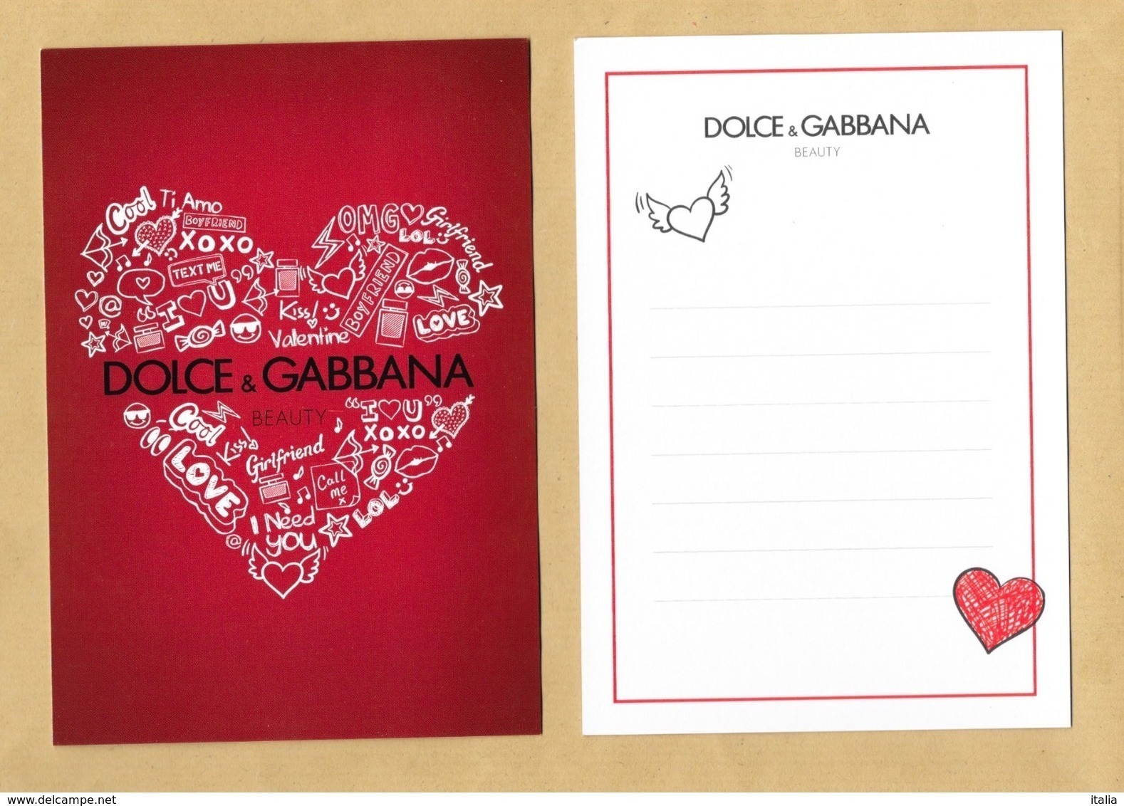 Carte Promo Perfume Card DOLCE & GABBANA * SAINT VALENTIN VALENTINE 2018 * R/V * 10,5 X 15 Cm - Modernes (à Partir De 1961)