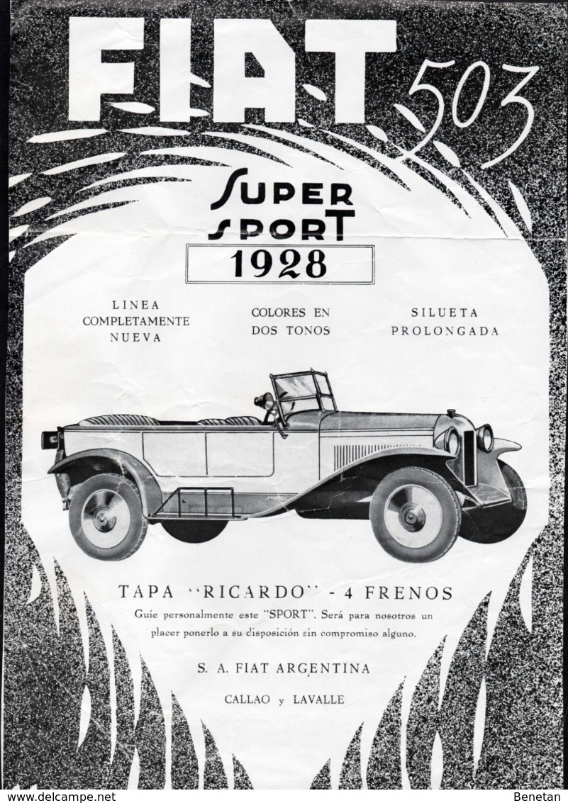 FIAT 503 Super Sport 1928 Argentina Advertising - Automobili