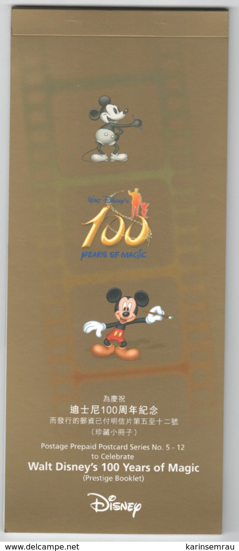 Hong Kong 2001 , 100 Jahre Walt Disney , Postkarten Booklet - Postal Stationery