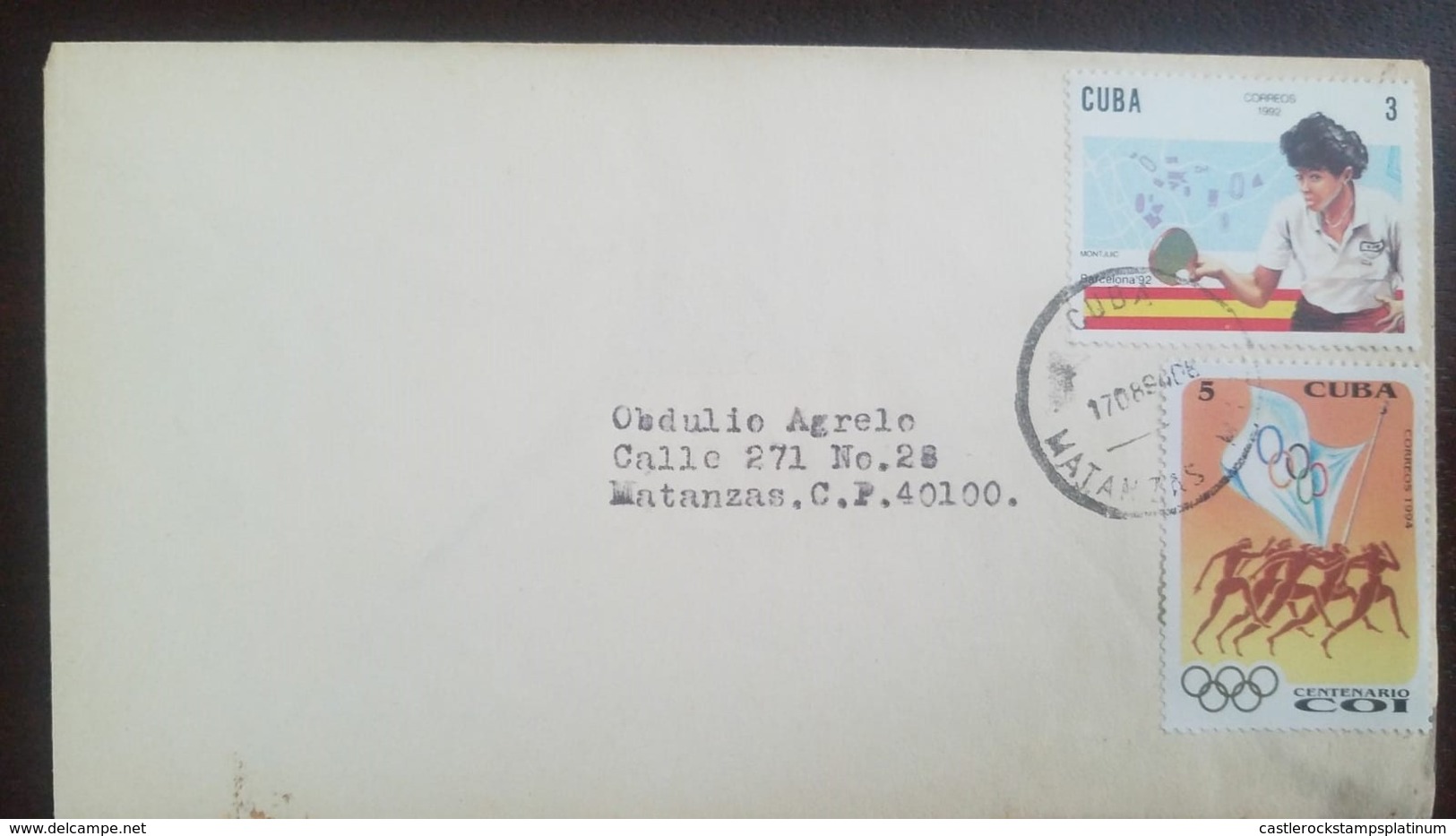 O) 1994 CUBA - CARIBBEAN, SUMMER OLYMPICS BARCELONA - TENNIS SC 3382. INTERNATIONAL OLYMPIC COMMITTEE - RUNNERS SC 3577, - Cartas & Documentos