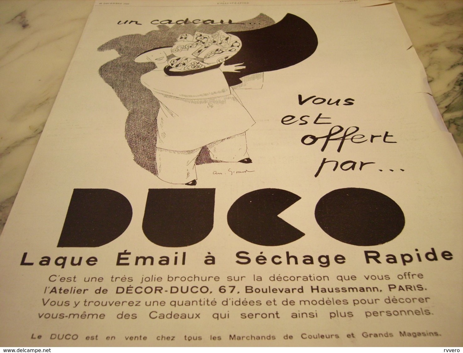 ANCIENNE  PUBLICITE UN CADEAU OFFERT LAQUE EMAIL DE  DUCO 1929 - Other & Unclassified