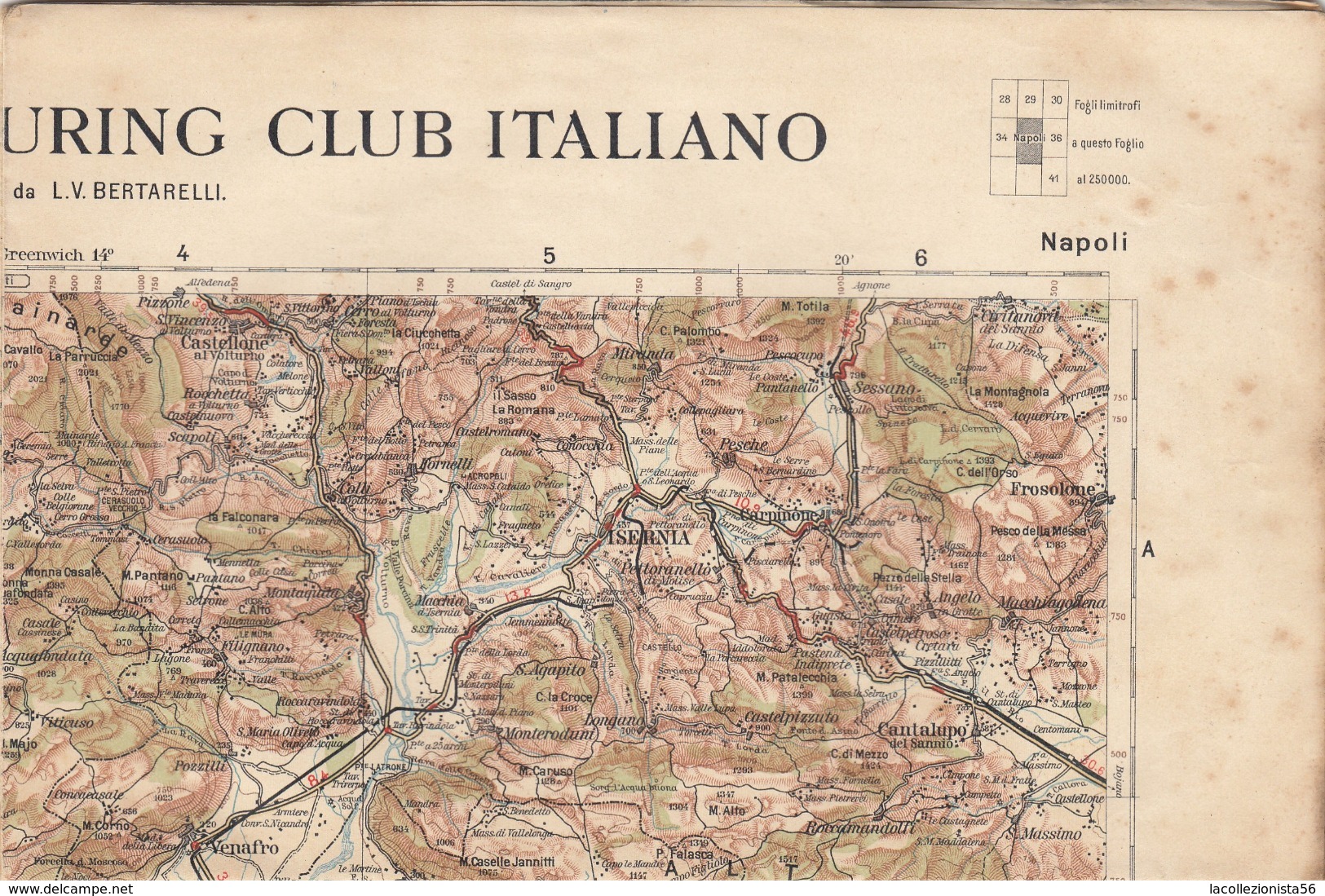 9503-CARTA D'ITALIA DEL TOURING CLUB ITALIANO-NAPOLI-1934 - Carte Geographique