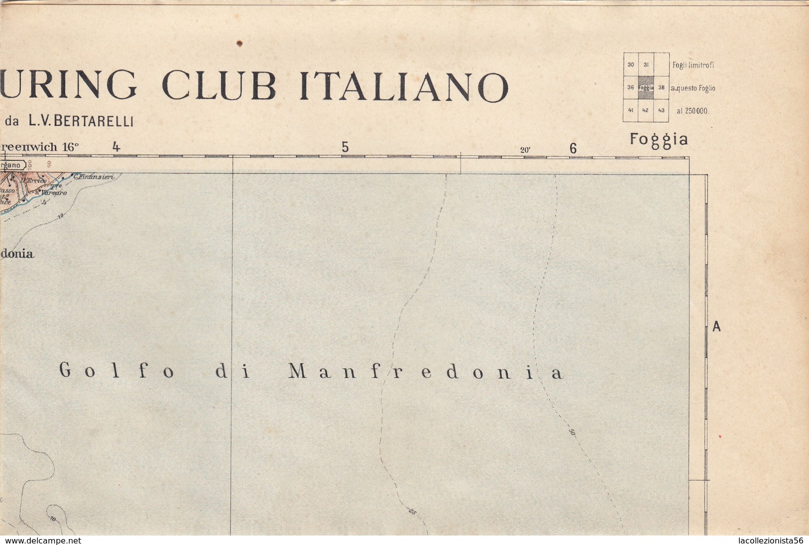 9505-CARTA D'ITALIA DEL TOURING CLUB ITALIANO-FOGGIA-1939 - Cartes Géographiques