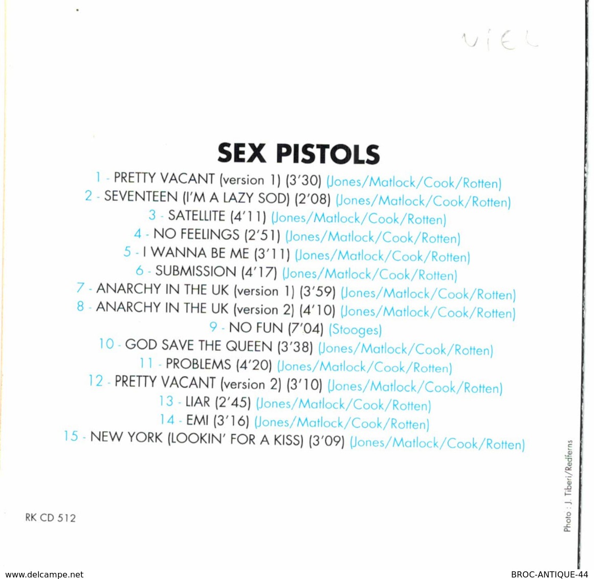 CD N°283 - SEX PISTOLS - ANARCHY IN THE UK - Punk