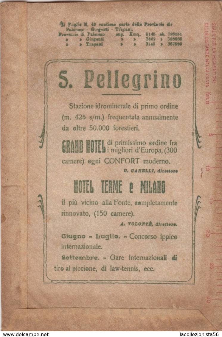 9508-CARTA D'ITALIA DEL TOURING CLUB ITALIANO-PALERMO-1934 - Carte Geographique