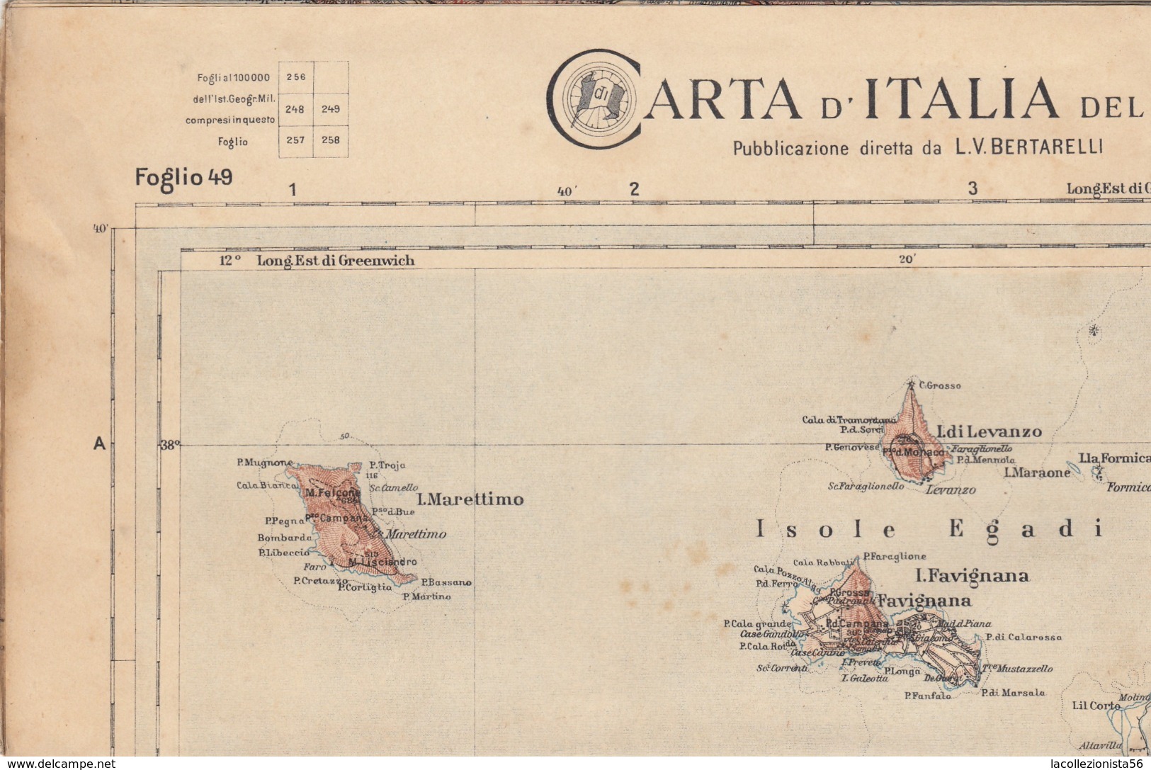 9508-CARTA D'ITALIA DEL TOURING CLUB ITALIANO-PALERMO-1934 - Carte Geographique