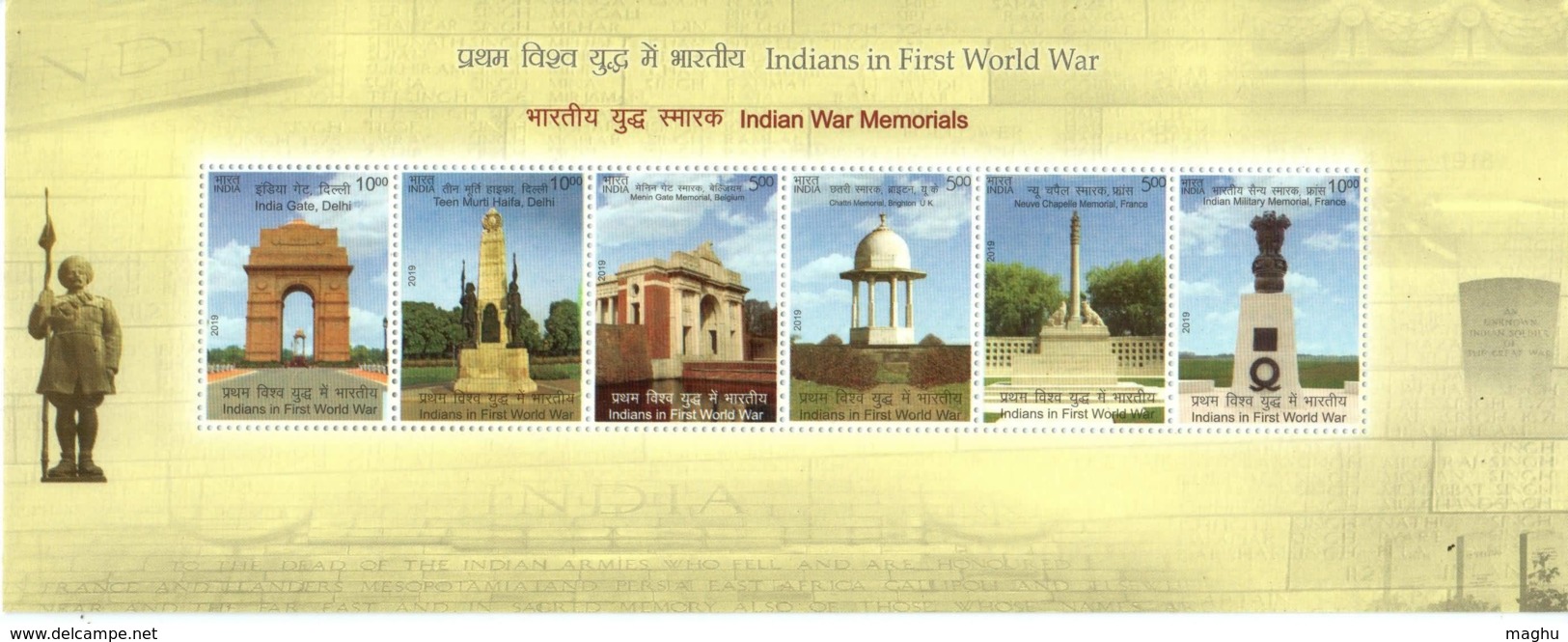 Indian War Memorial In WWI  War History, Great Britian Brighton, New Chapelle & Military Memorial France, - WW1