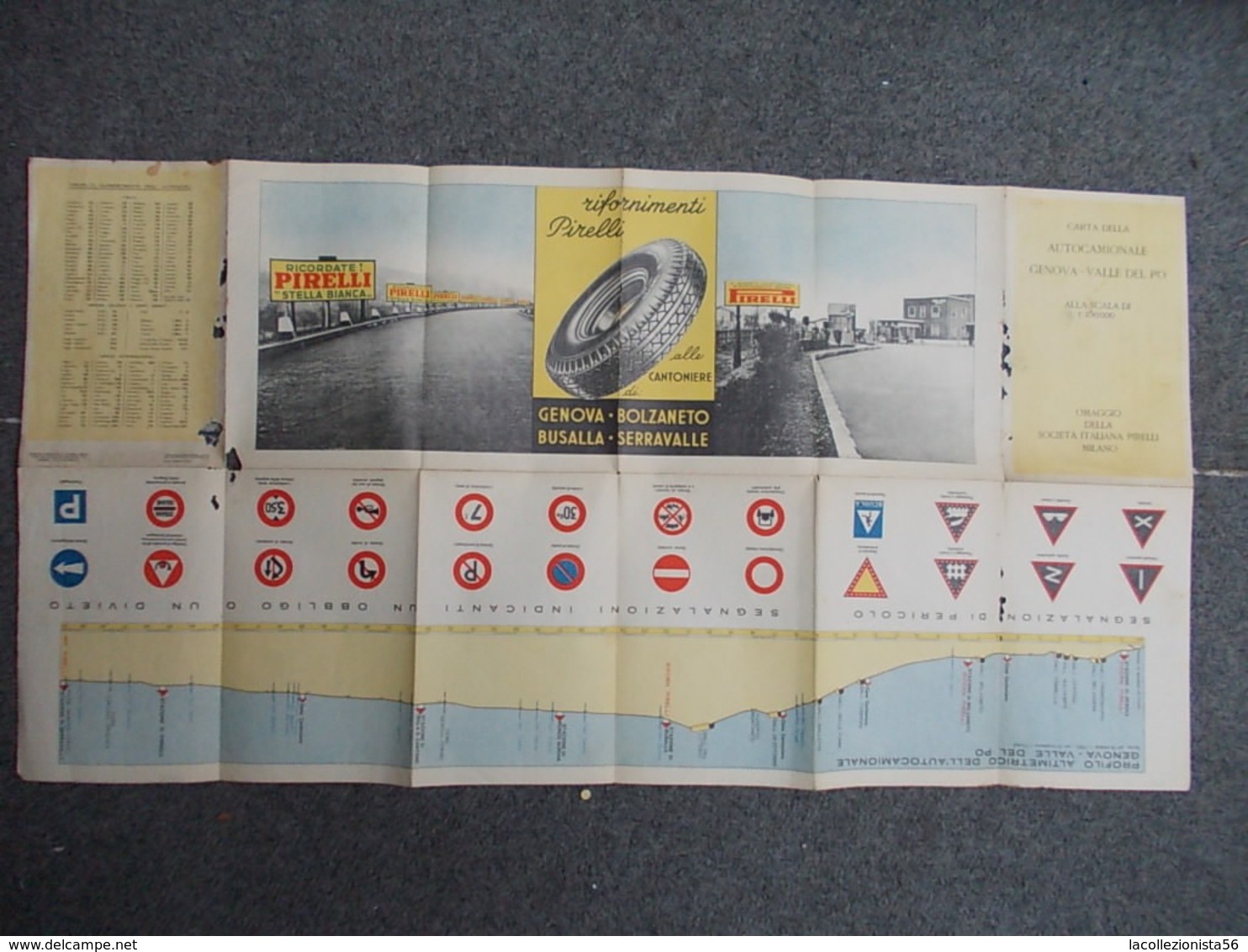 9513-CARTA DELLA AUTOCAMIONALE GENOVA-VALLE DEL PO-1938 - Carte Stradali