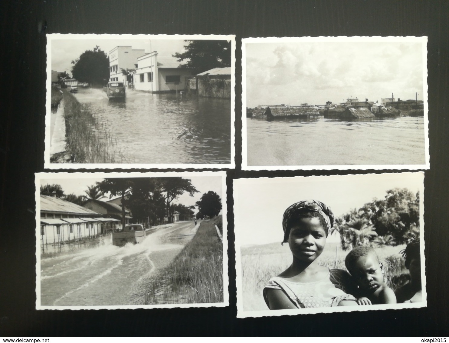 COMBI VOLKSWAGEN VW SUR ROUTE PERDUE CONGO + CAMIONETTE VW DANS LES INONDATIONS DE 1961 LÉOPOLDVILLE CONGO 5 PHOTOS