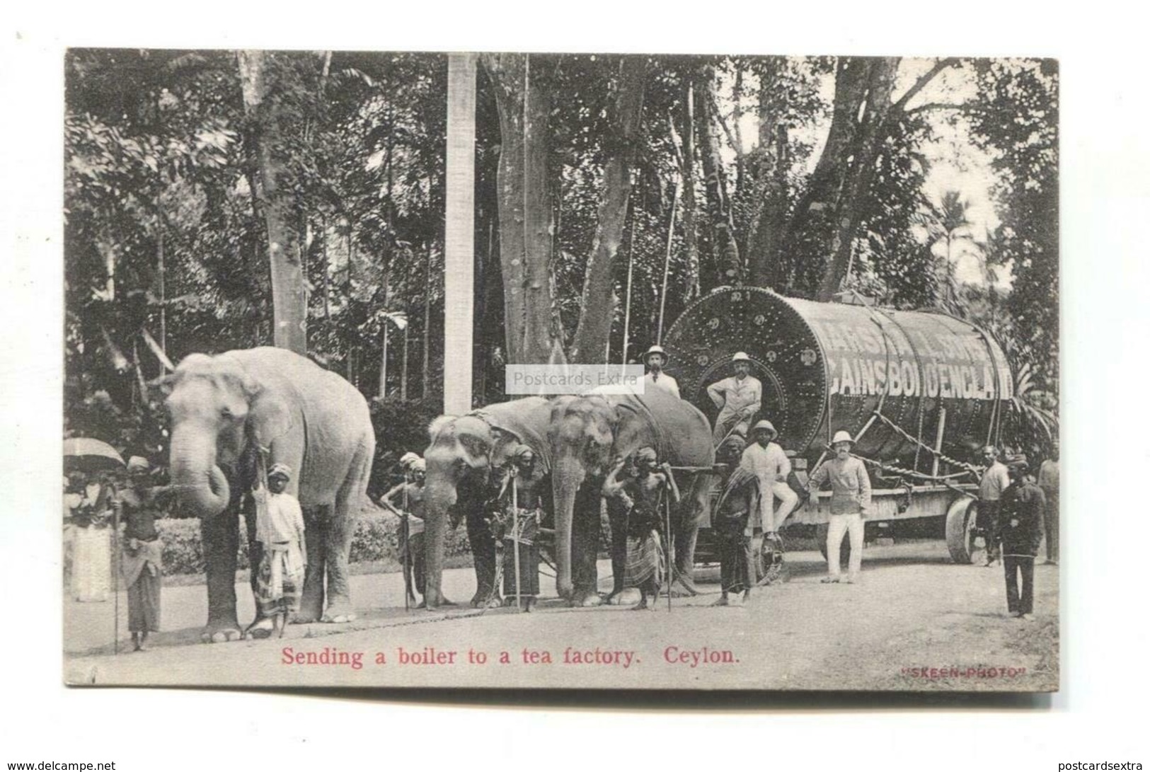 Ceylon - Sending A Boiler To A Tea Factory, Pulled By Elephants - Old Postcard - Sri Lanka (Ceylon)