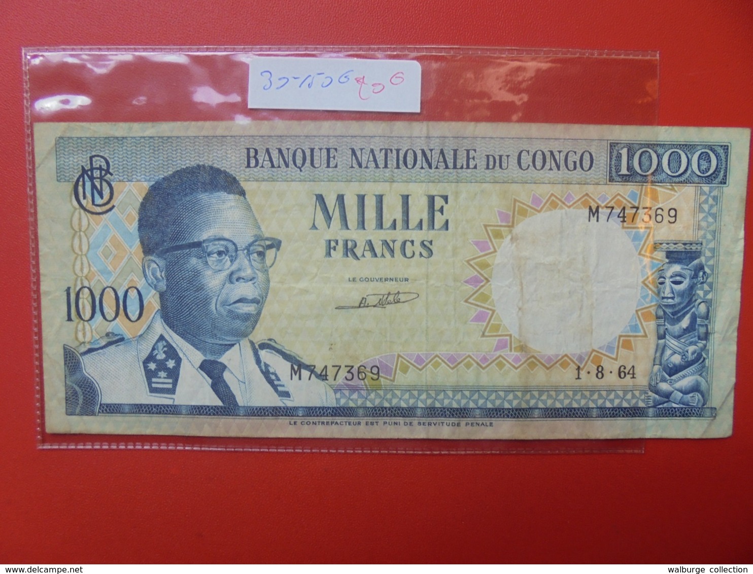 CONGO BELGE 1000 FRANCS 1-8-64 CIRCULER - Banque Du Congo Belge