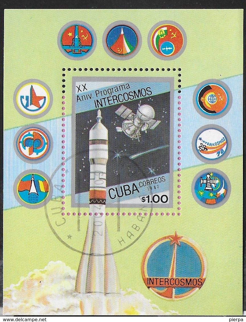 CUBA - 1987 - XX INTERCOSMOS - FOGLIETTO USATO (YVERT BF 97 - MICHEL BL 98) - Amérique Du Nord