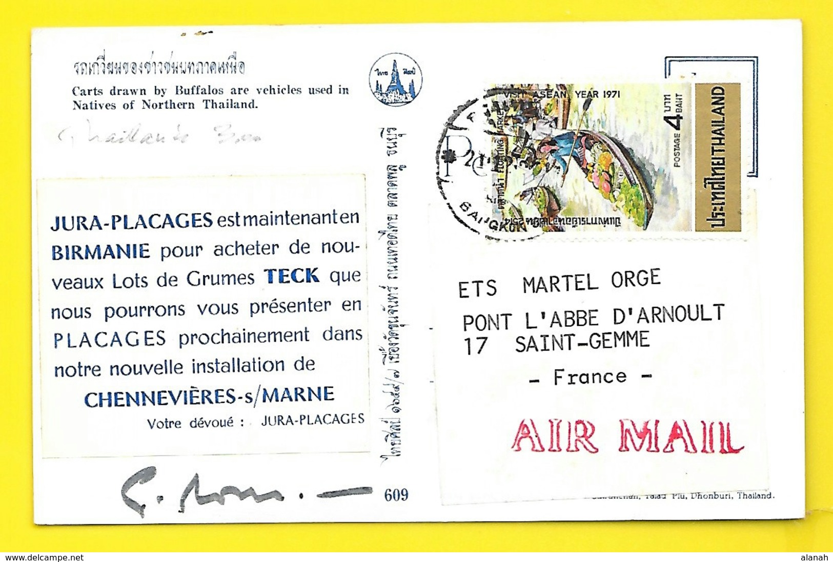 Attelage Boeufs Pour Jura-Placages Chennevières THAÏLANDE - Tailandia