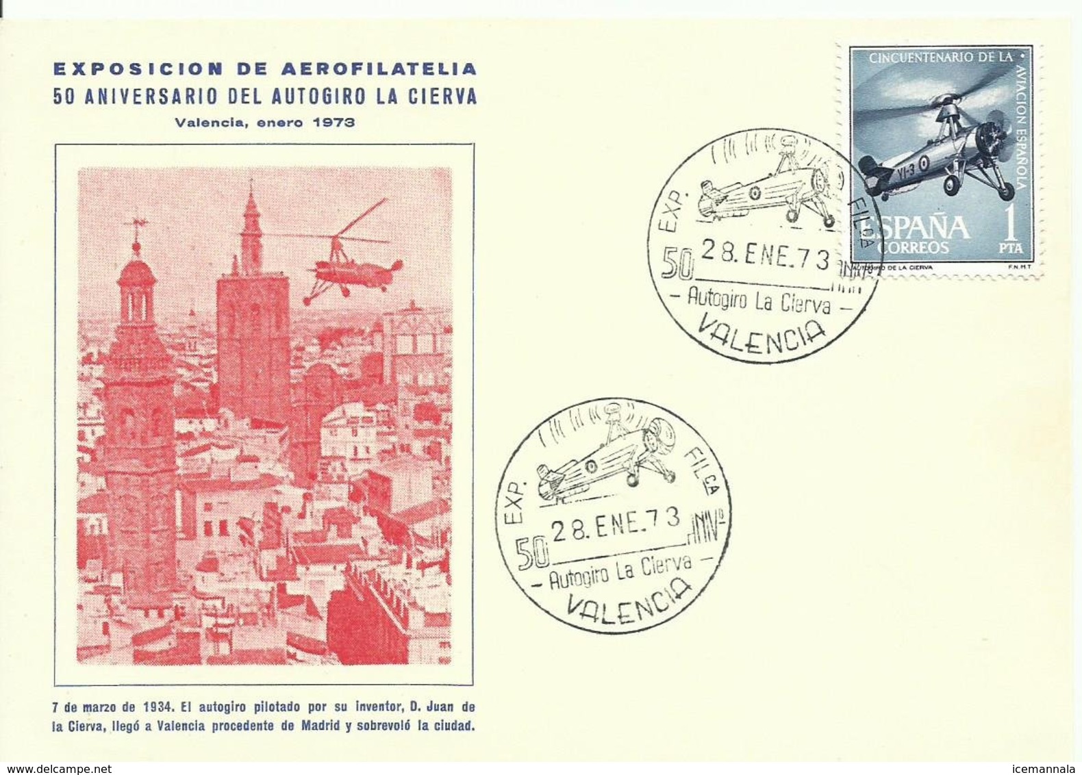 ESPAÑA  TARJETA POSTAL ANIVERSARIO AUTOGIRO LA CIERVA - Cartas & Documentos