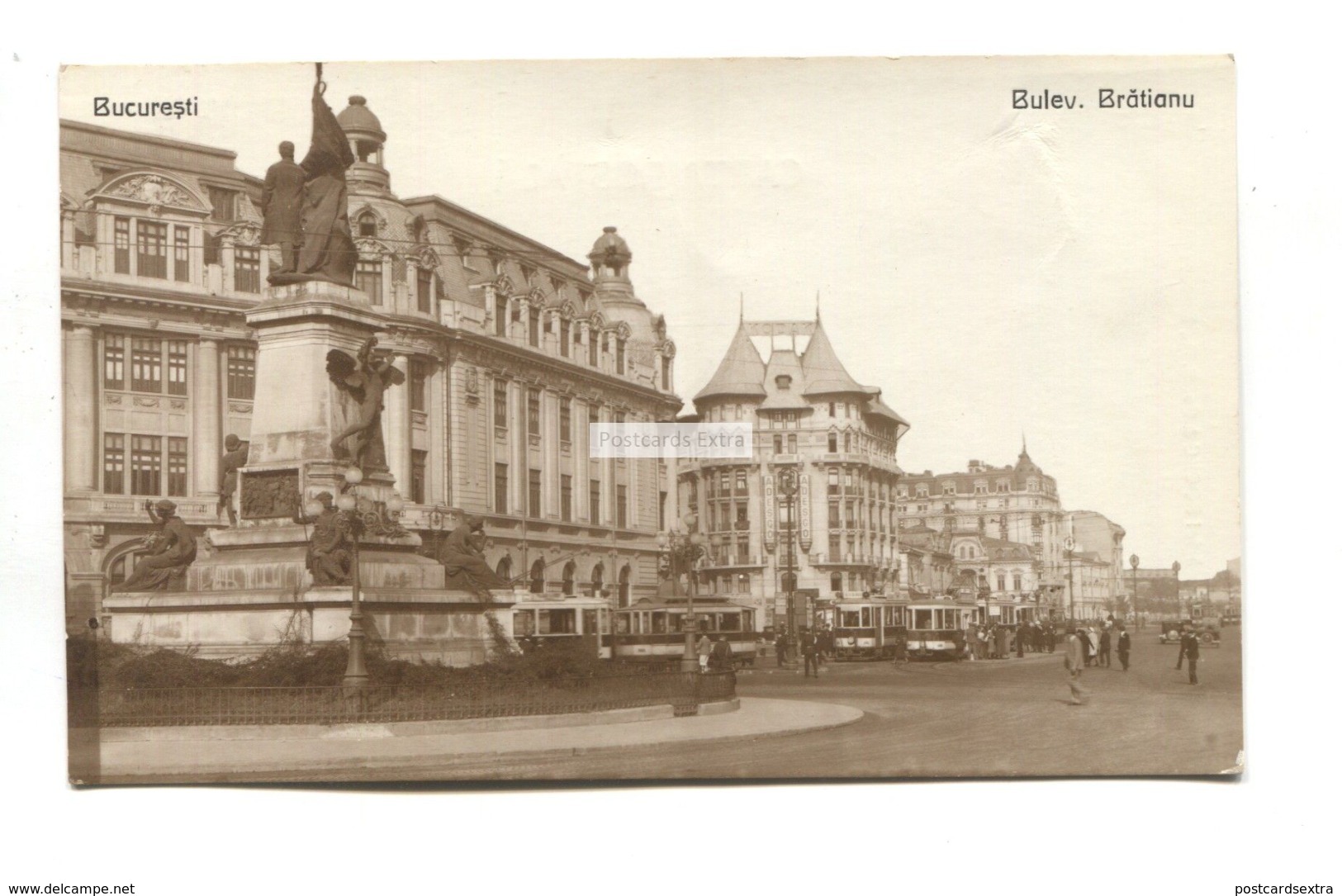 Bucaresti, Bucharest - Boulevard Bratianu, Trams - 1931 Used Romania Real Photo Postcard - Romania