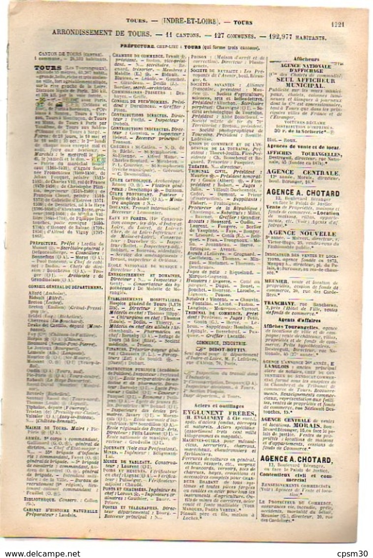 ANNUAIRE - 37 - Département Indre Et Loire - Année 1900 - édition Didot-Bottin - 32 Pages - Telephone Directories