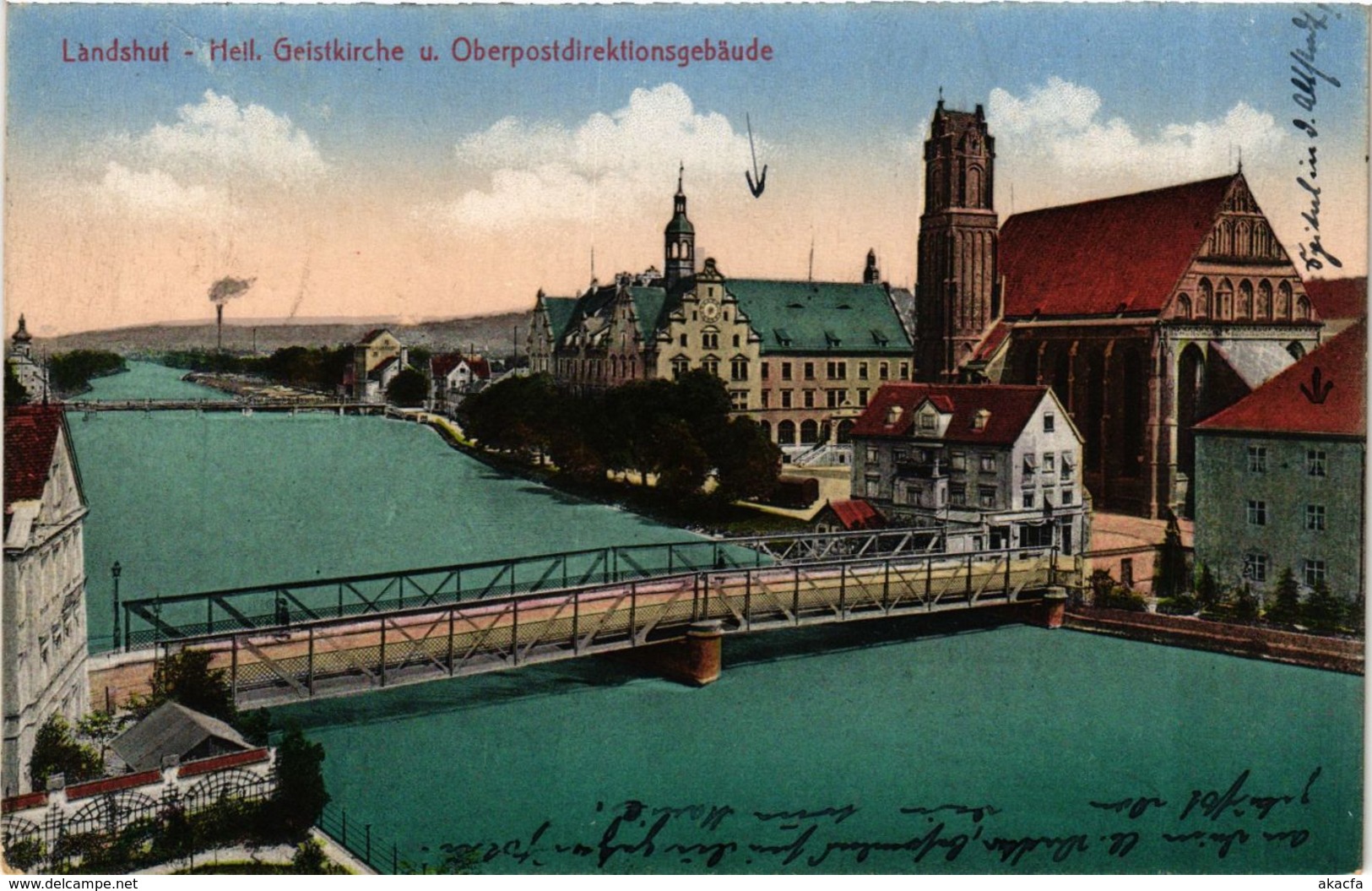 CPA AK Landshut Hell.Geistkirche U.Oberpostdirektionsgebaude GERMANY (891719) - Landshut