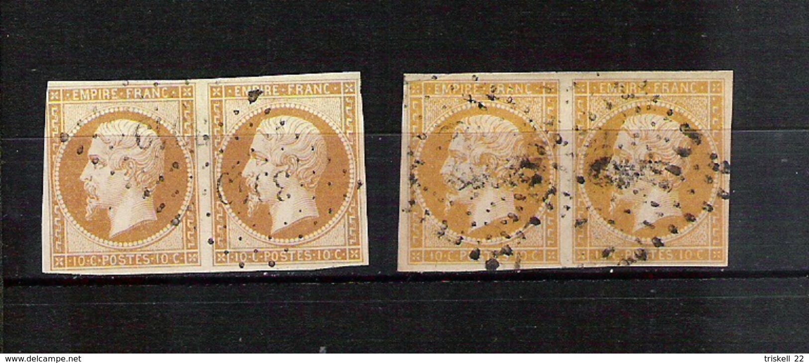 Lot De 22 Timbres Oblitérés Napoléon III  (dont 2 Paires) - N°  12a à 17Bb ( ?? ) - 1853-1860 Napoléon III