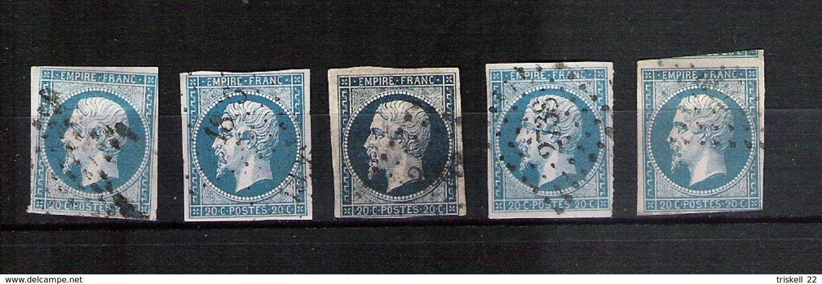 Lot De 22 Timbres Oblitérés Napoléon III  (dont 2 Paires) - N°  12a à 17Bb ( ?? ) - 1853-1860 Napoléon III