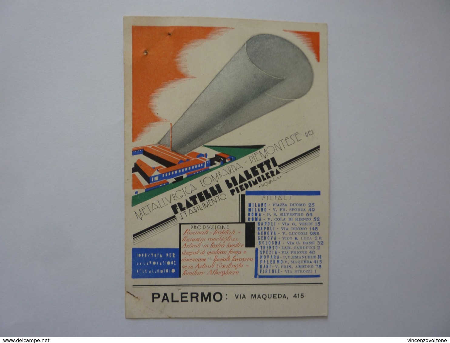 Cartolina Postale Pubblicitaria "FRATELLI BIALETTI STABILIMENTO PIEDIMULERA NOVARA" 1935 - Storia Postale
