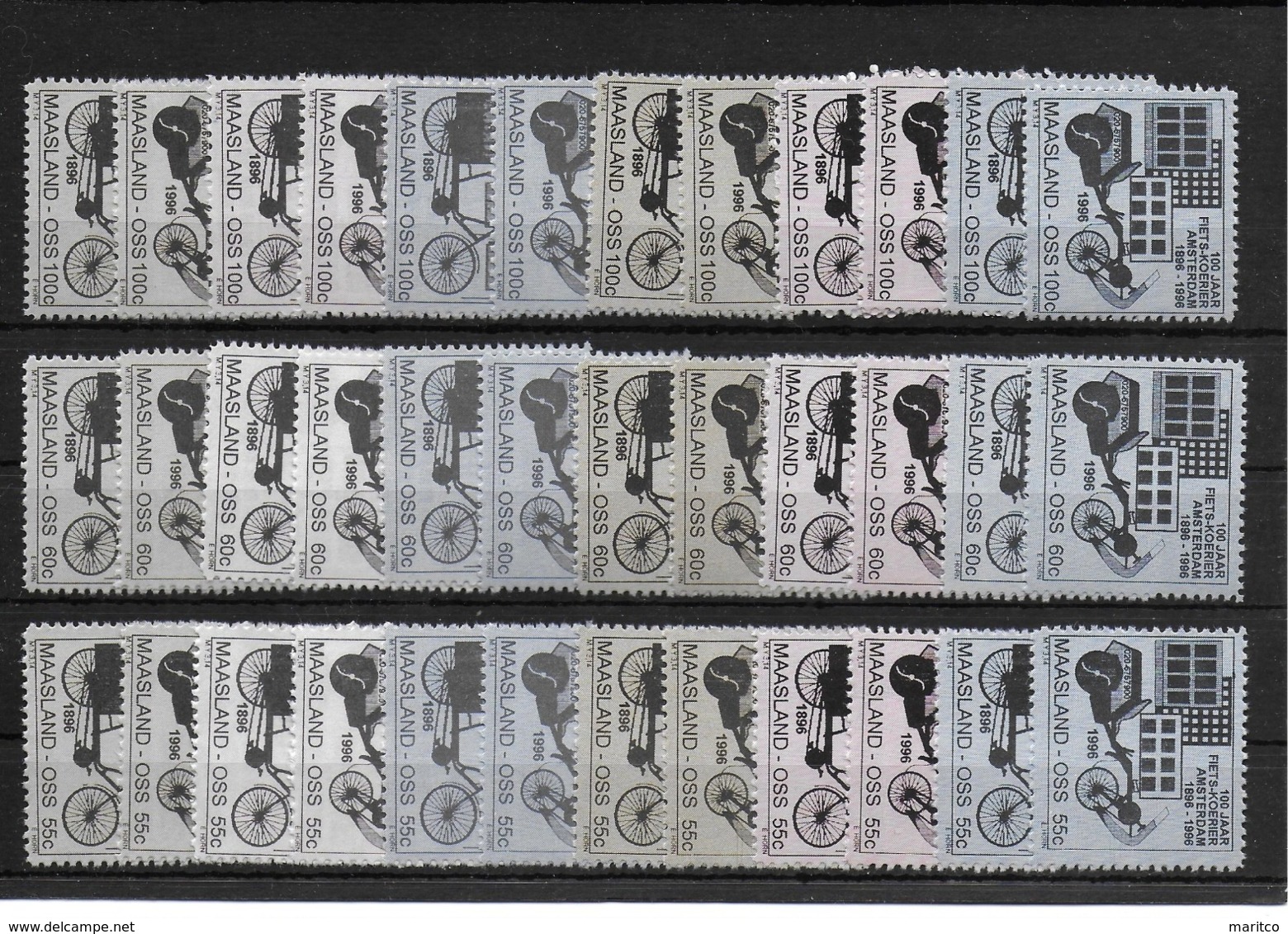 Stadspost MAASLAND OSS LOCAL MAIL NETHERLANDS 36 Bicycle Stamps All Different - Ciclismo