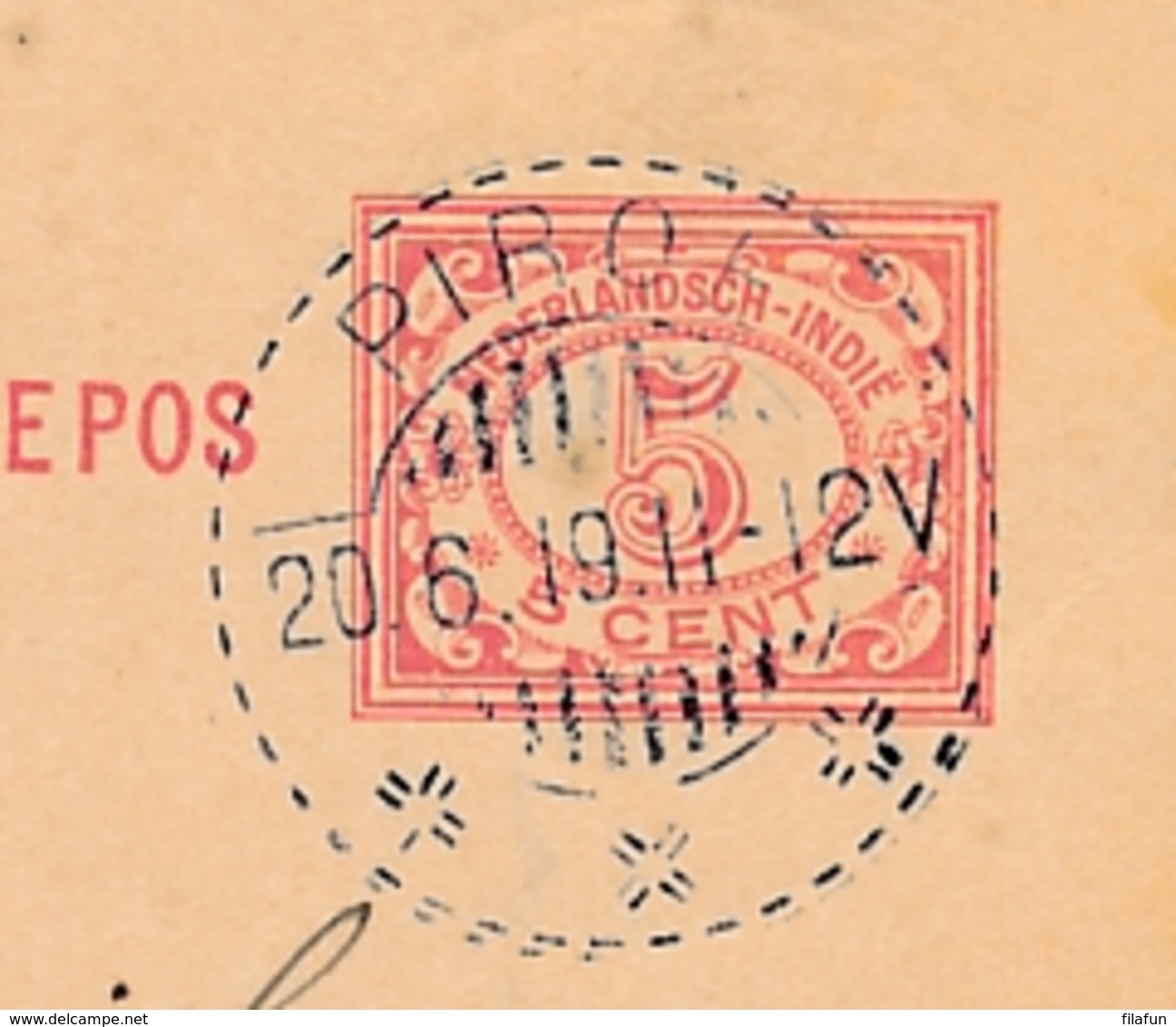 Nederlands Indië - 1919 - 5 Cent Cijfer, Briefkaart G23 Van LB PIROE Naar Magelang - Nederlands-Indië