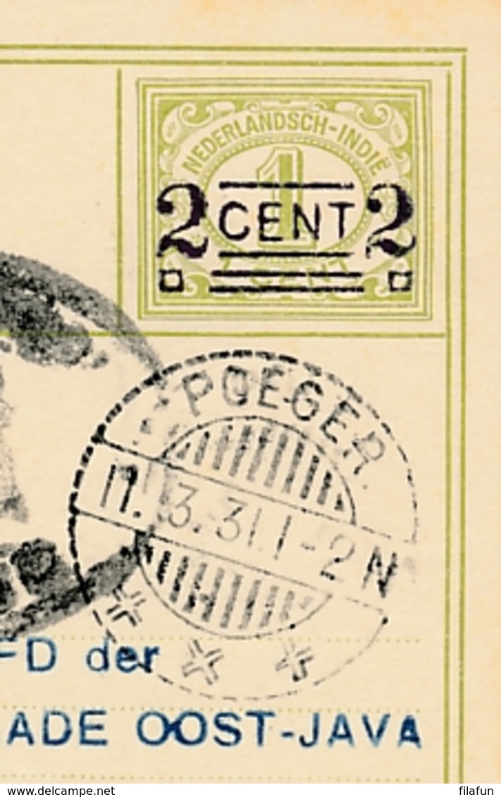 Nederlands Indië - 1931 - 2 Op 1 Cent Cijfer, Verhuiskaart G7b Van LB POEGER Naar Malang - Nederlands-Indië