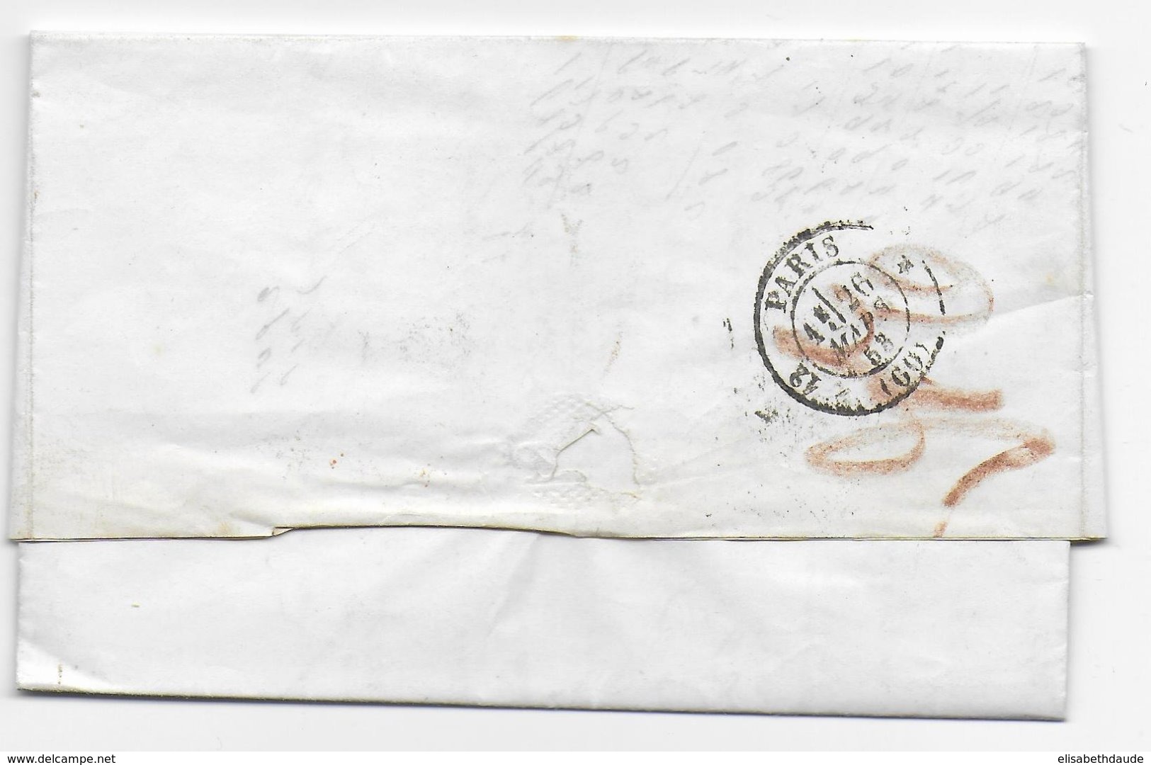 SUISSE - 1853 - LETTRE De GENEVE => PARIS Avec ENTREE FERNEX - Poststempel