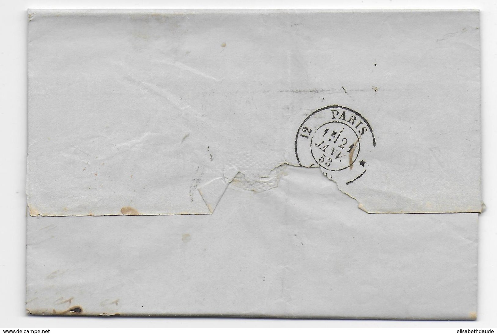 SUISSE - 1853 - LETTRE De GENEVE => PARIS Avec ENTREE FERNEX - Postmark Collection