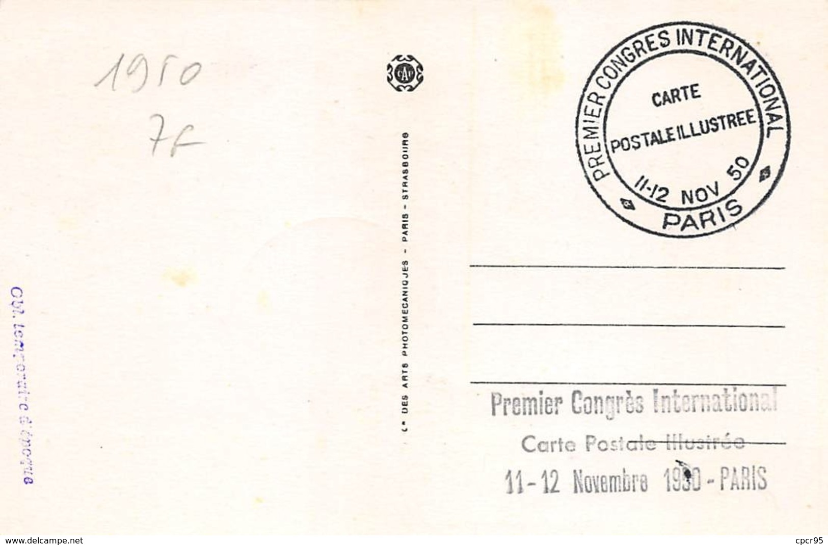 1950 .carte Maximum .france .102261 .a Chenier .premier Congres Internationale .cachet Montbard . - 1950-1959