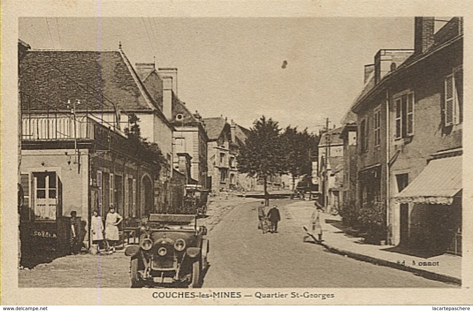 X121847 SAONE ET LOIRE COUCHES LES MINES QUARTIER ST SAINT GEORGES AUTOMOBILE VOITURE ANCIENNE - Autres & Non Classés