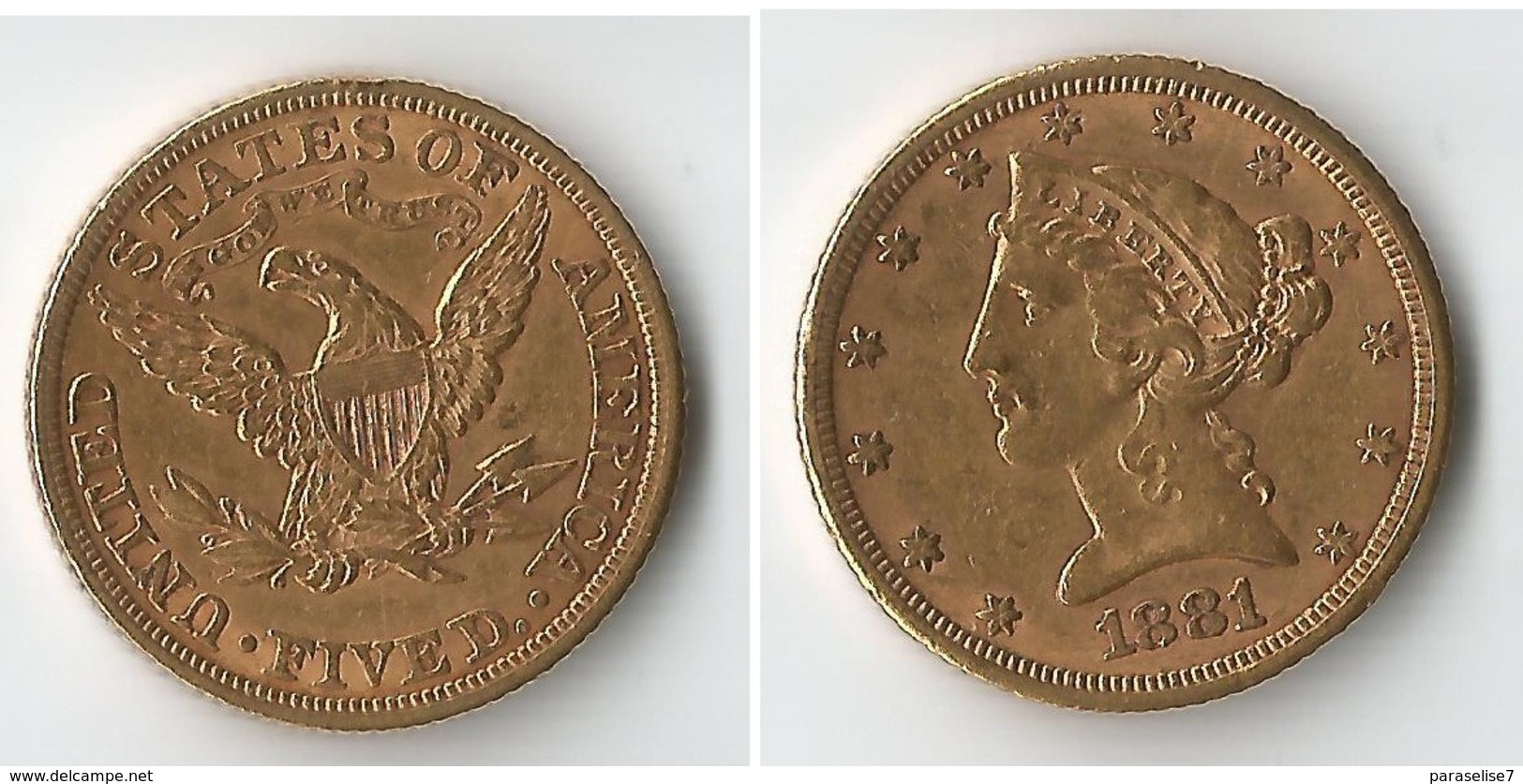 USA  5 DOLLARS 1881 OR / GOLD - 5$ - Half Eagle - 1866-1908: Coronet Head