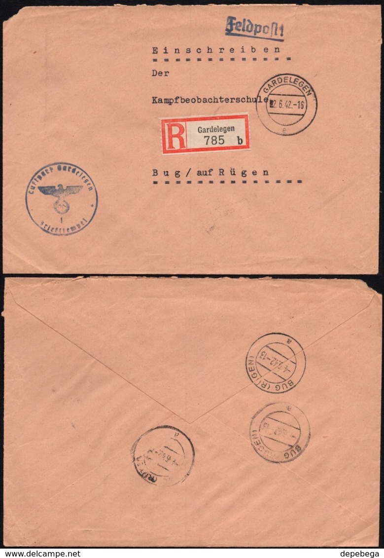 Germany - Eischreiben FELDPOST Brief, LUFTPORT GARDERLEGEN 2.6.1942 - Kampfbeobachterschule Bug (Rugen). - Covers & Documents