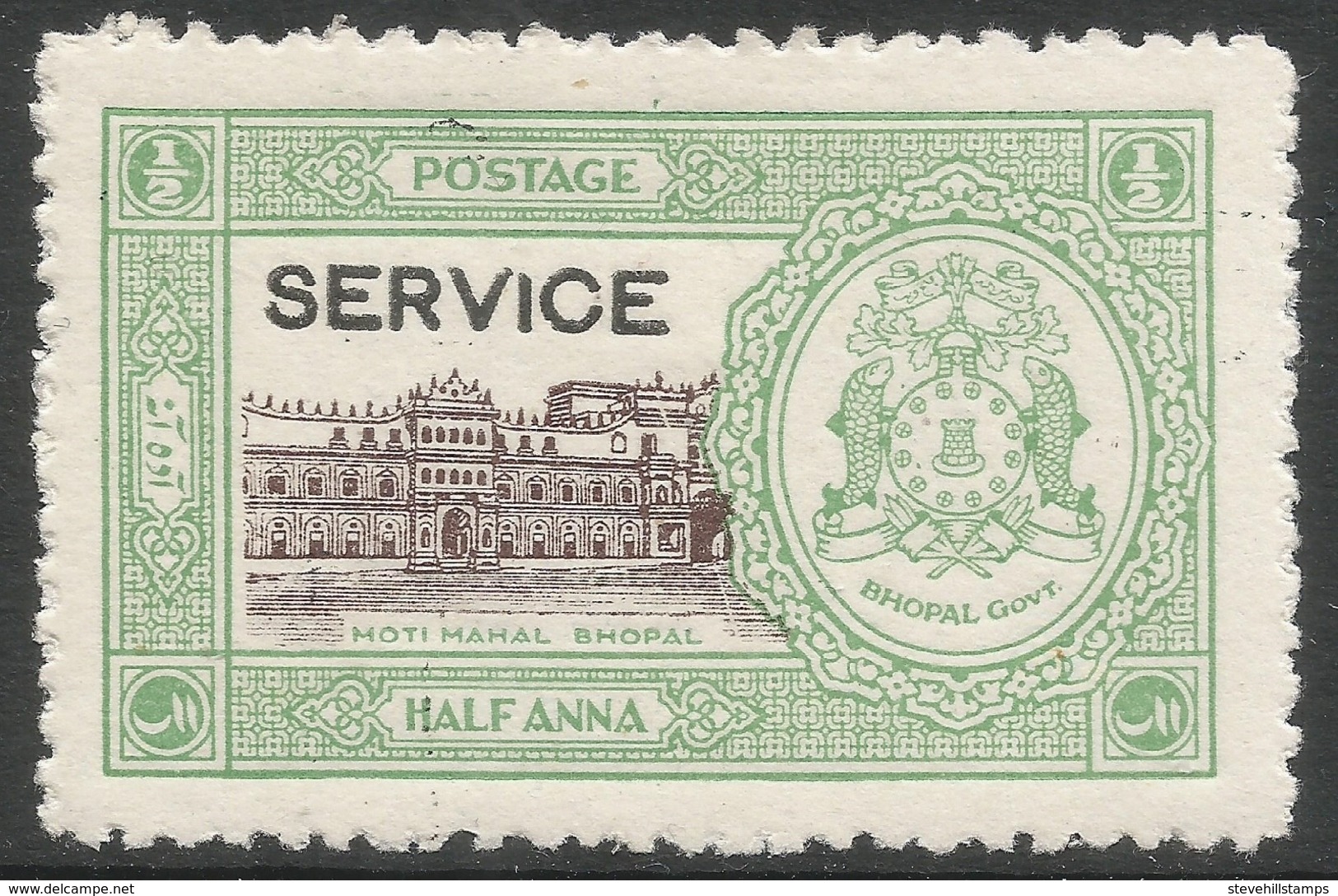 Bhopal(India). 1936-49 Official. ½a MH SG O336 - Bhopal