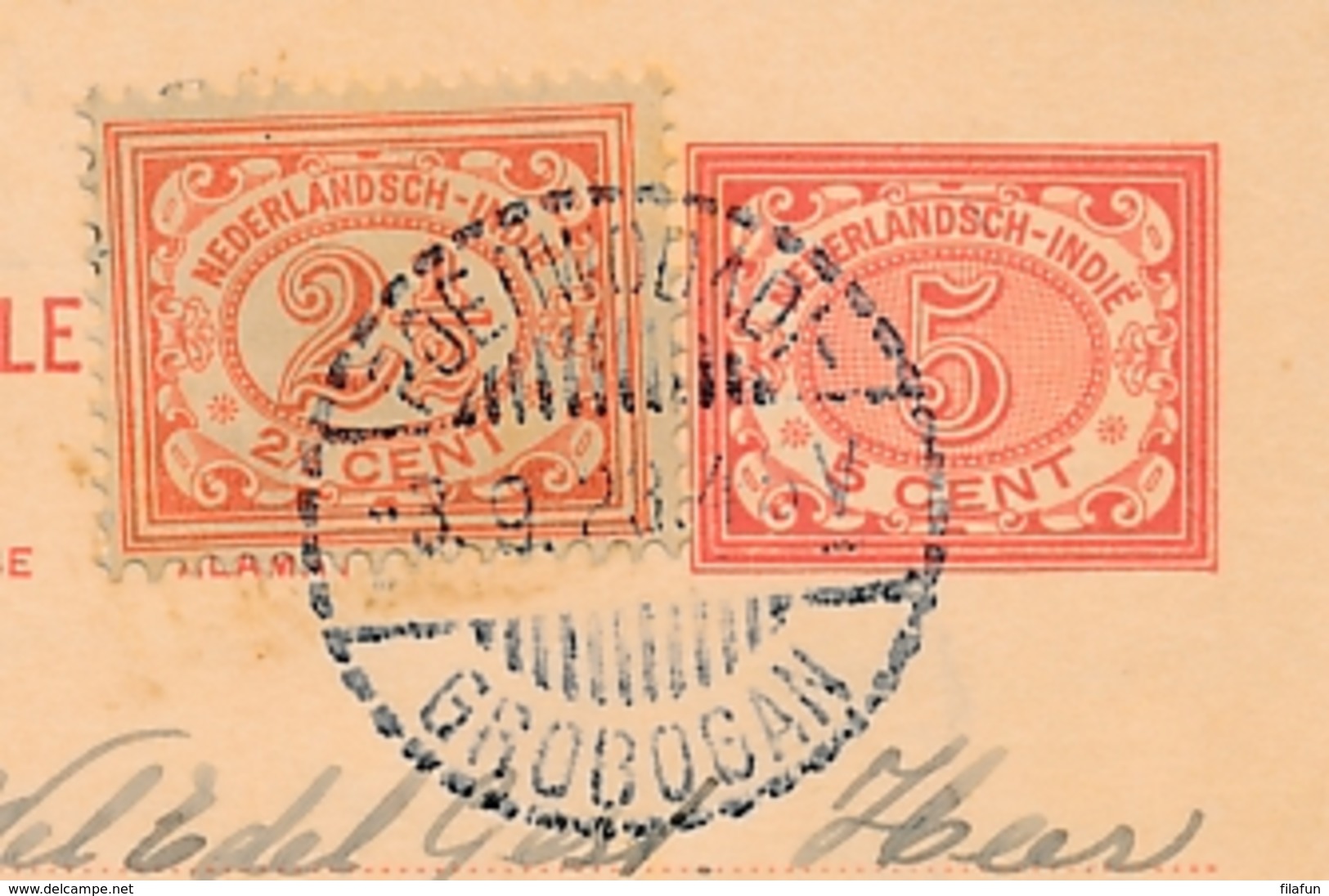 Nederlands Indië - 1923 - 5 Cent Cijfer, Briefkaart G21 + 2,5 Cent Van LB POERWODADI GROBOGAN Naar Semarang - Nederlands-Indië