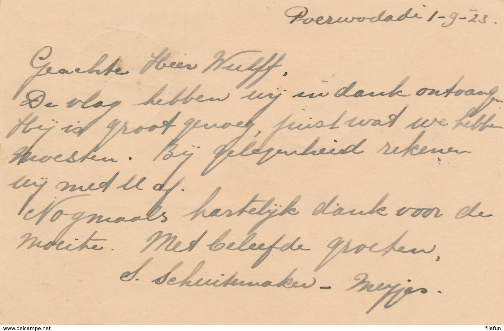 Nederlands Indië - 1923 - 5 Cent Cijfer, Briefkaart G21 + 2,5 Cent Van LB POERWODADI GROBOGAN Naar Semarang - Niederländisch-Indien