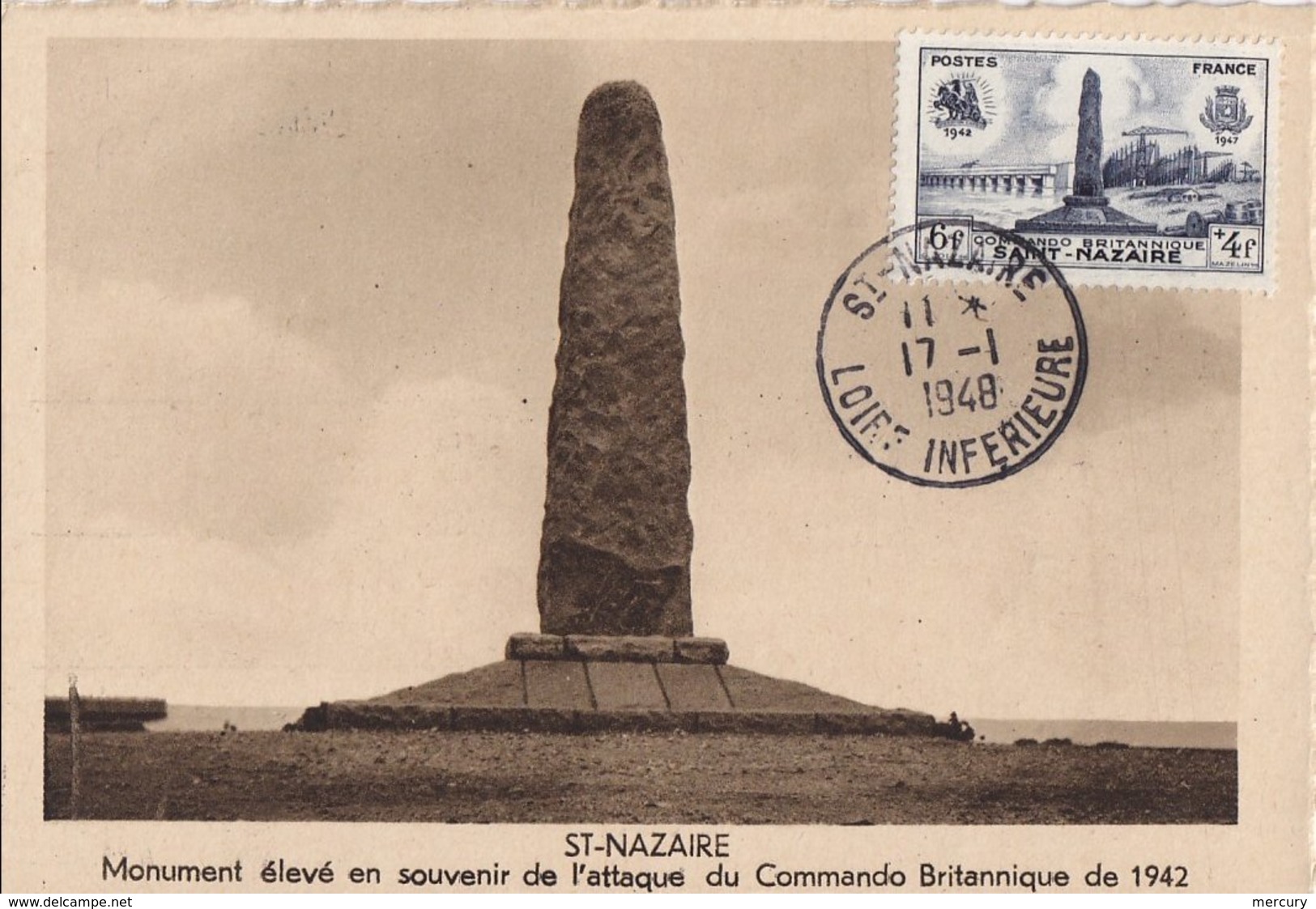 FRANCE - Carte-Maximum - Commando Britannique à Saint-Nazaire - 1940-1949